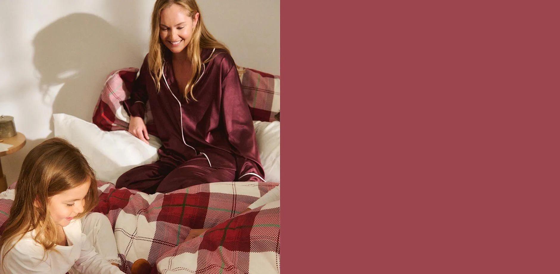 Dům - Kostkované povlečení - červeno-krémová