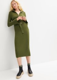 Pletené žebrované šaty s límečkem na zip, BODYFLIRT