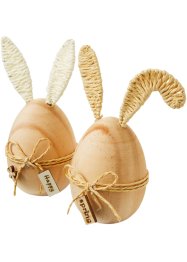 Dekorativní figurka velikonočního vajíčka se zaječíma ušima (2 ks), bpc living bonprix collection
