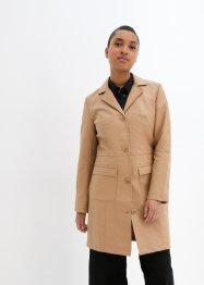 Lehký kabát z umělé kůže s límcem s klopou, vypasovaný, bpc bonprix collection