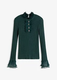 Tričko z jemného úpletu, se šifonovými volány, bonprix Tričko z jemného úpletu, se šifonovými volány, bonprix