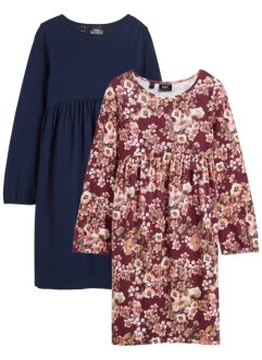 Dívčí žerzejové šaty s květinovým potiskem (2 ks v balení), bpc bonprix collection