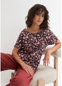 Bavlněné triko s žíhaným vláknem, se zakulaceným lemem, z organické bavlny, bpc bonprix collection