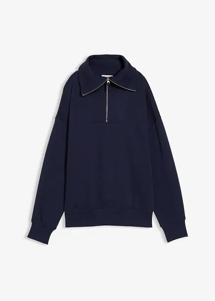 Mikina s límcem na zip, z měkké bavlněné směsi