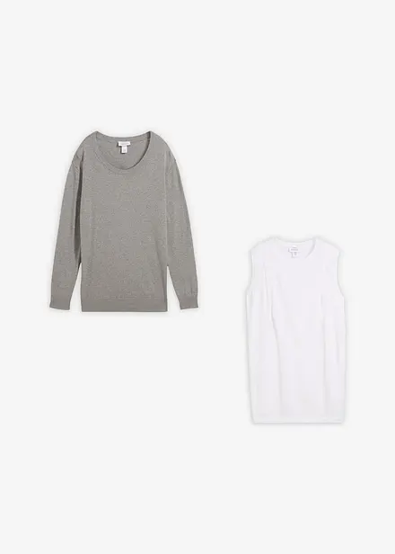 Souprava těhotenského svetru a topu umožňujícího kojení, z bavlněné pleteniny, 3 v 1