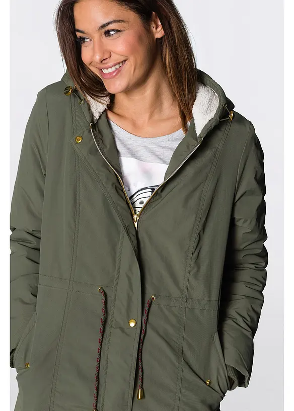 Parka s flísem z medvídkového plyše, bonprix