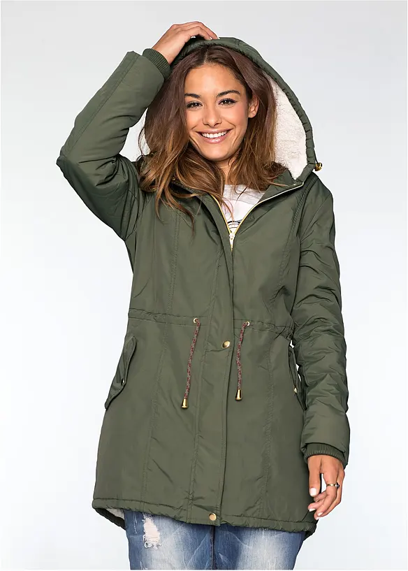 Parka s flísem z medvídkového plyše, bonprix