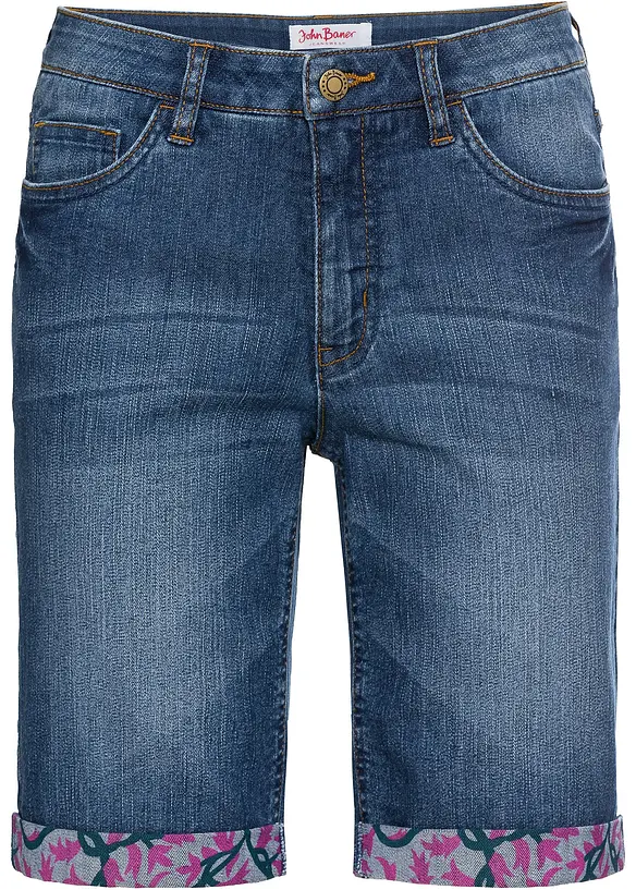 Strečové džínové bermudy, Mid Waist, bonprix