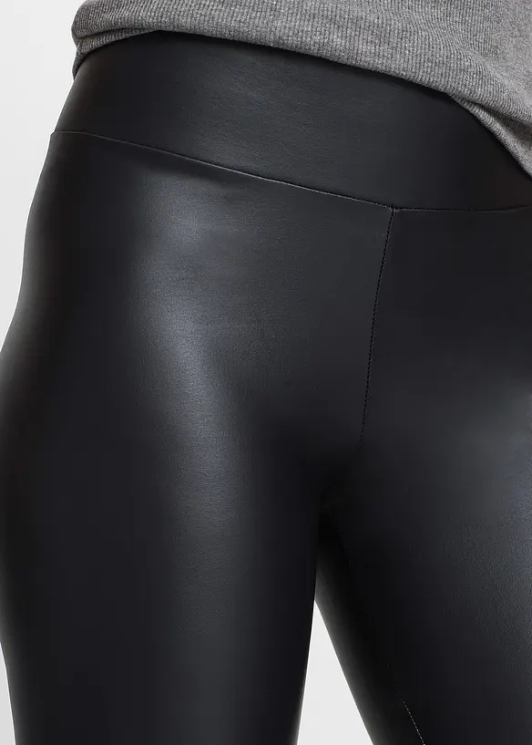 Legíny s povrchovou úpravou, imitace kůže, bonprix