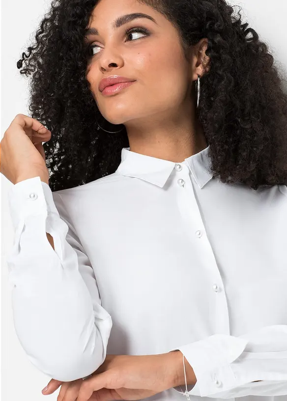 Halenka s knoflíkovou lištou s perličkami, bonprix