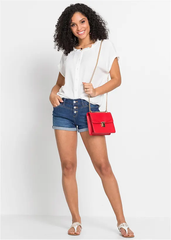 Džínové šortky Mid Waist, bonprix