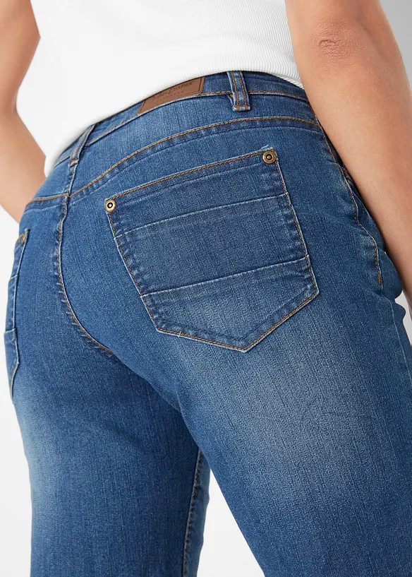 Strečové džínové bermudy, Mid Waist, bonprix
