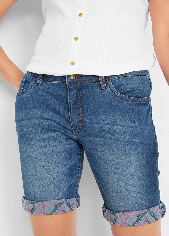 Strečové džínové bermudy, Mid Waist, bonprix