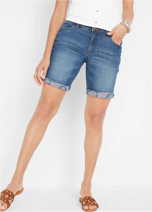 Strečové džínové bermudy, Mid Waist, bonprix