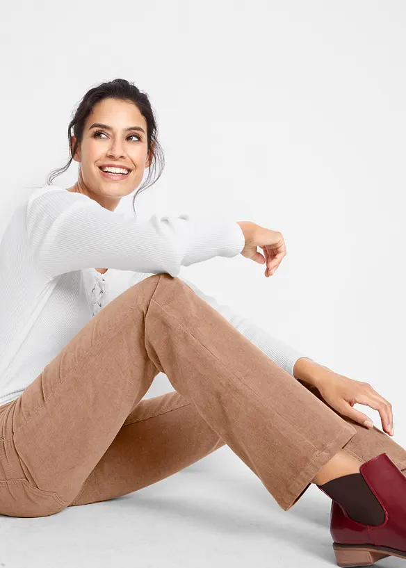 Strečové manšestrové kalhoty, Bootcut, bonprix