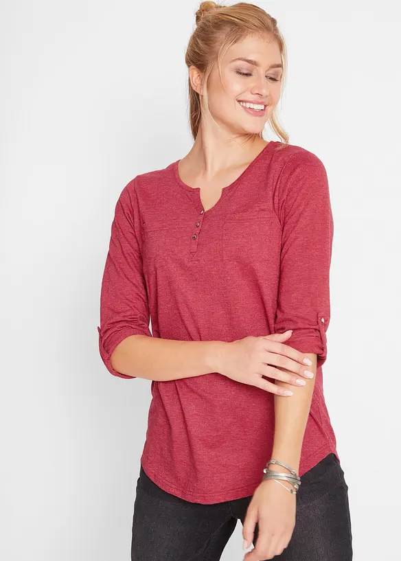 Bavlněné triko Henley s knoflíkovou légou, bonprix