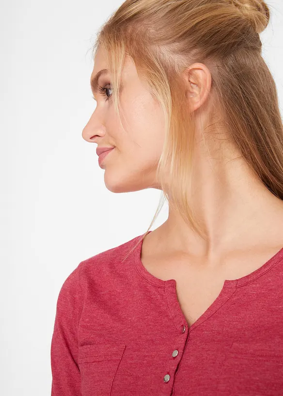 Bavlněné triko Henley s knoflíkovou légou, bonprix