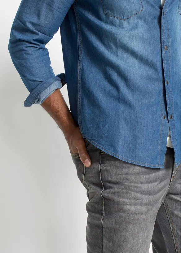 Džínová košile z čisté bavlny Slim Fit, dlouhý rukáv, bonprix