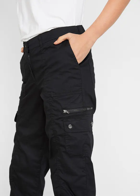Bavlněné cargo džíny, Mid Waist, bonprix