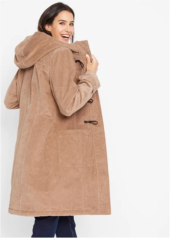 Polodlouhý kabát Dufflecoat, z manšestru, bonprix