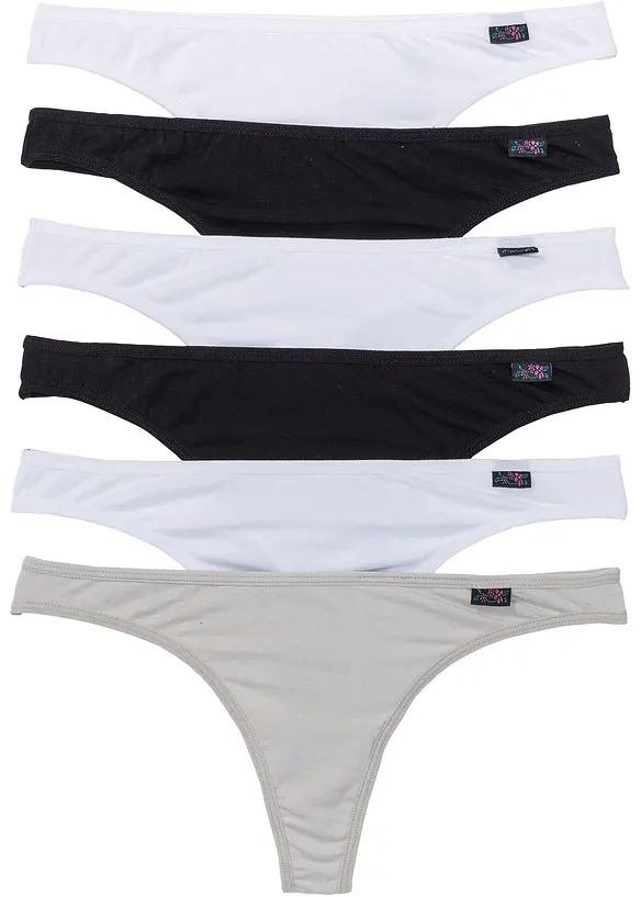 Kalhotky tanga s organickou bavlnou (6 ks v balení), bonprix