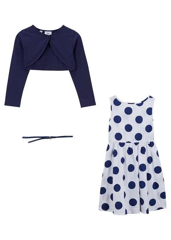 Šaty + pásek + bolerko (3dílná souprava), bonprix