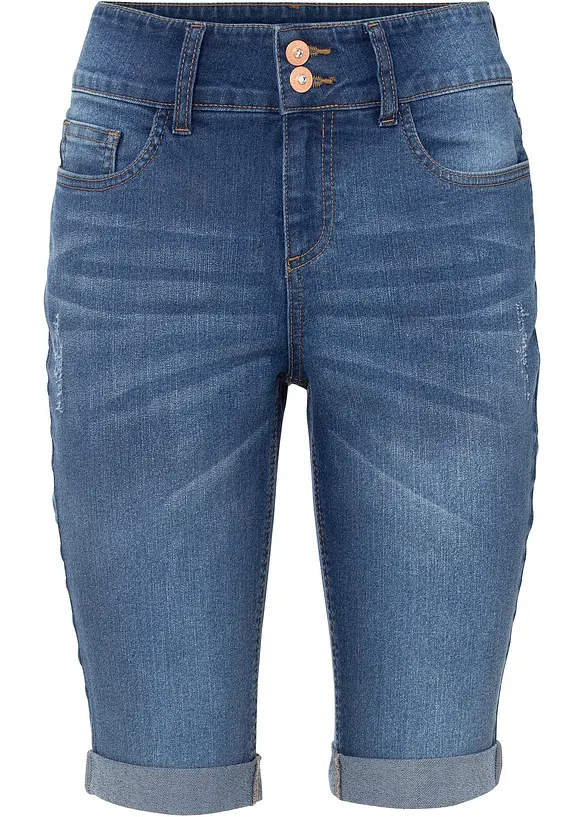 Džínové bermudy Mid Waist, bonprix