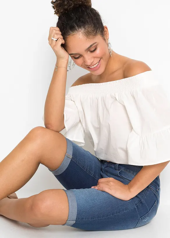 Džínové bermudy Mid Waist, bonprix