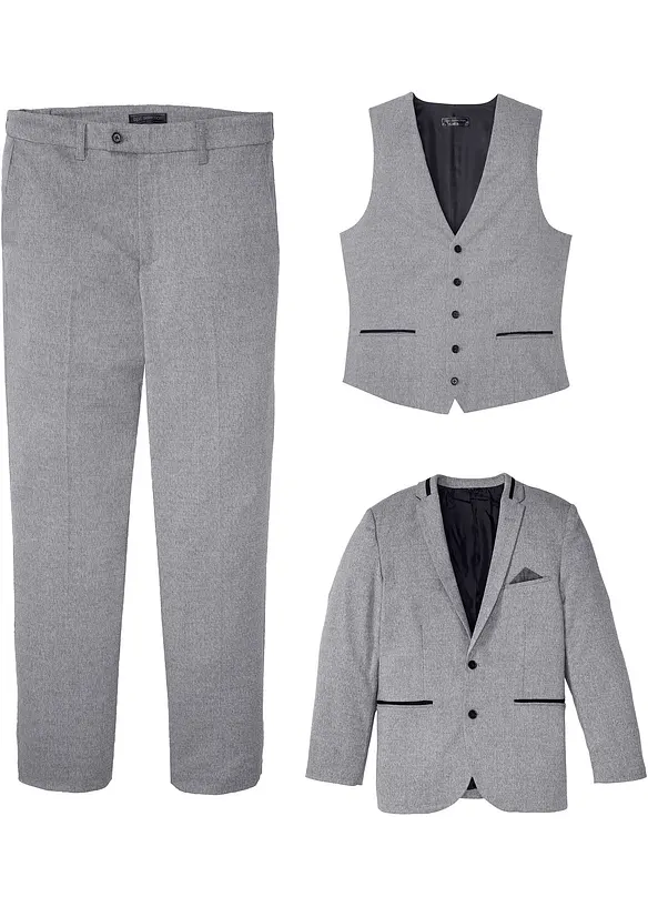 Oblek s vestou Regular Fit (3dílná sada), bonprix
