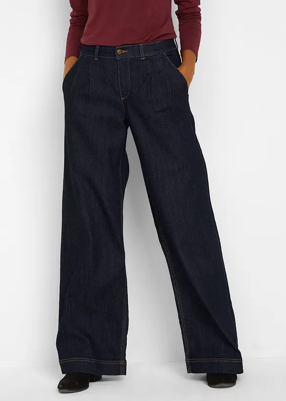 Džíny Wide Leg, High Waist, s pohodlnou pasovkou, bonprix