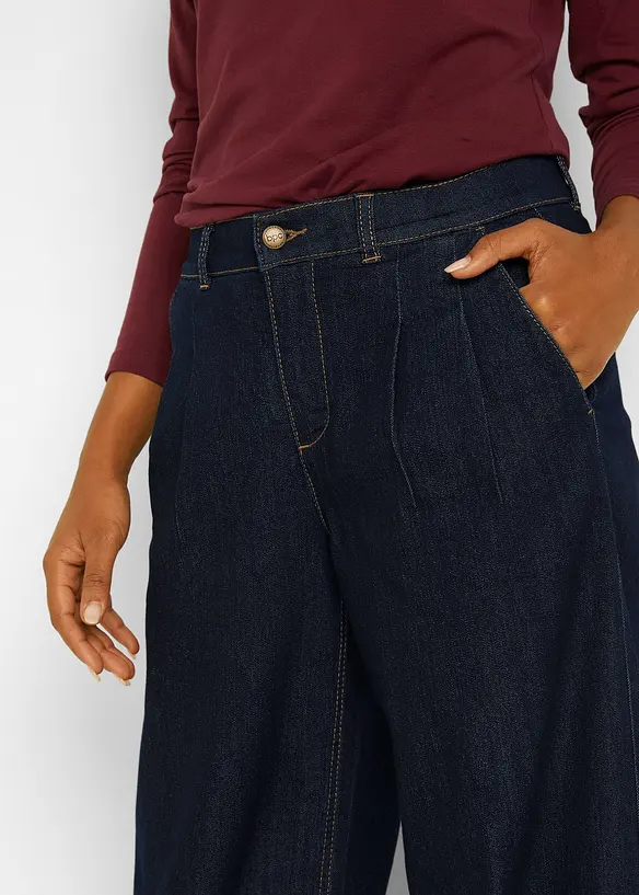 Džíny Wide Leg, High Waist, s pohodlnou pasovkou, bonprix
