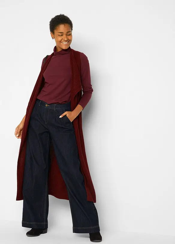 Džíny Wide Leg, High Waist, s pohodlnou pasovkou, bonprix