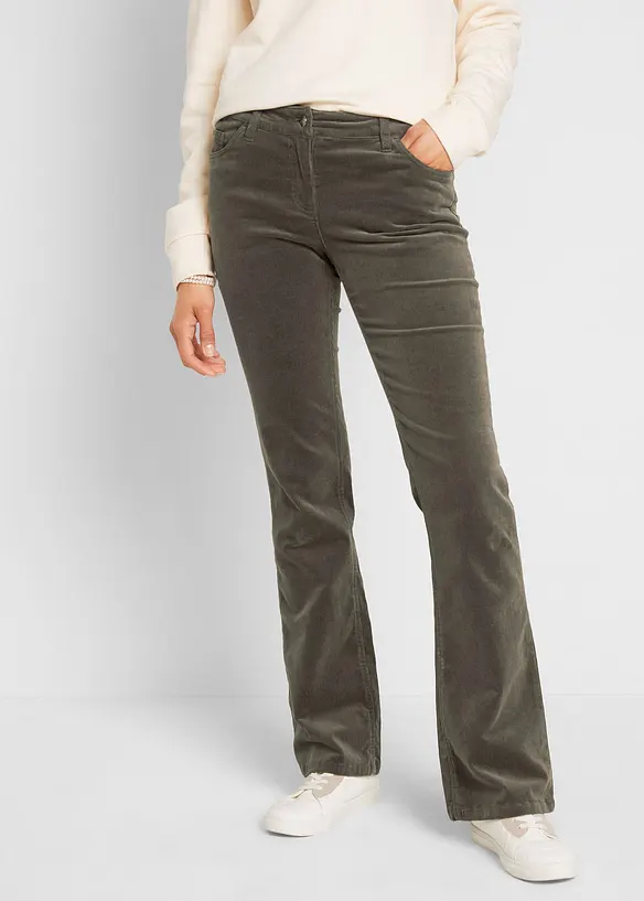Strečové manšestrové kalhoty, Bootcut, bonprix