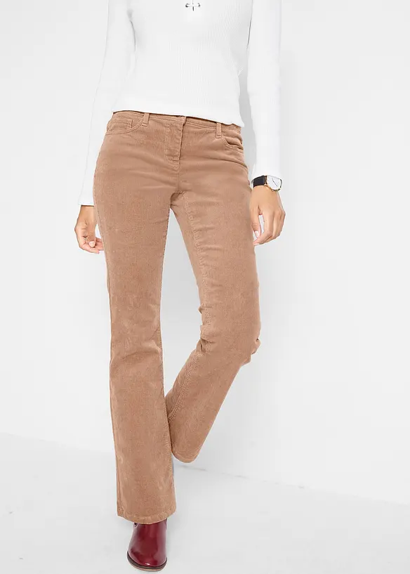 Strečové manšestrové kalhoty, Bootcut, bonprix
