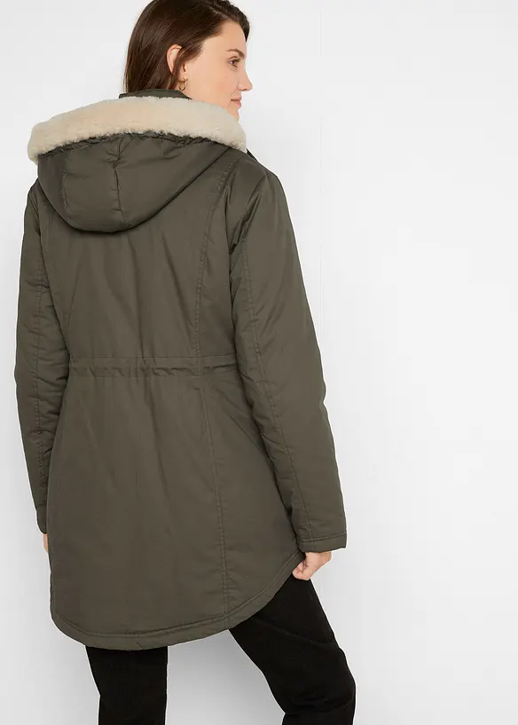 Vatovaná parka s umělou kožešinou, bonprix