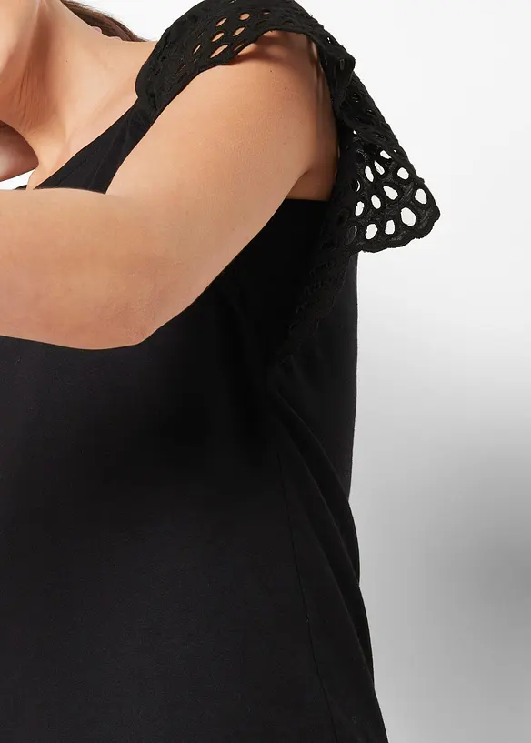 Triko s ažurovou výšivkou, bonprix