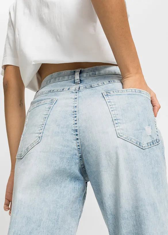 Džíny Mom s obnošenými efekty, High Waist, bonprix