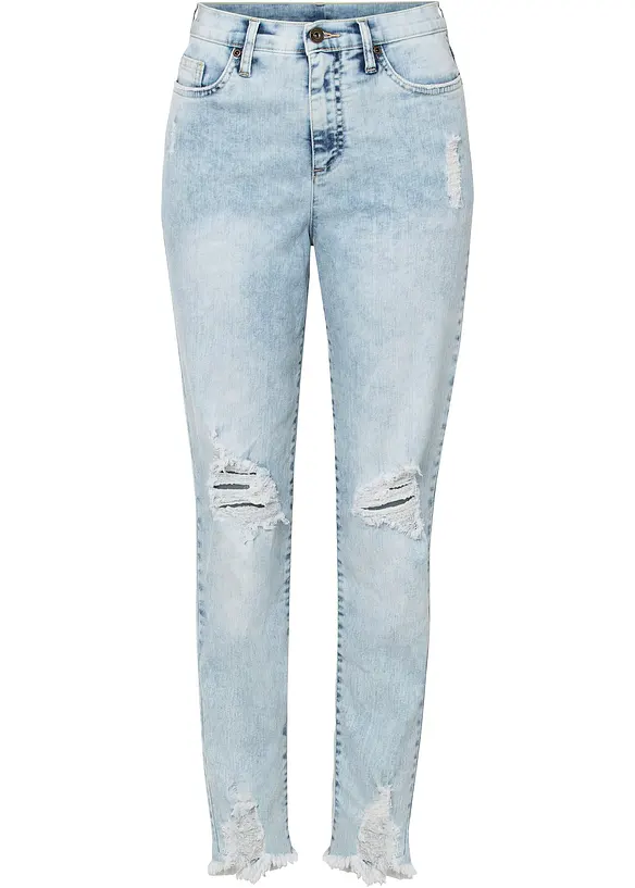 Džíny Mom s obnošenými efekty, High Waist, bonprix