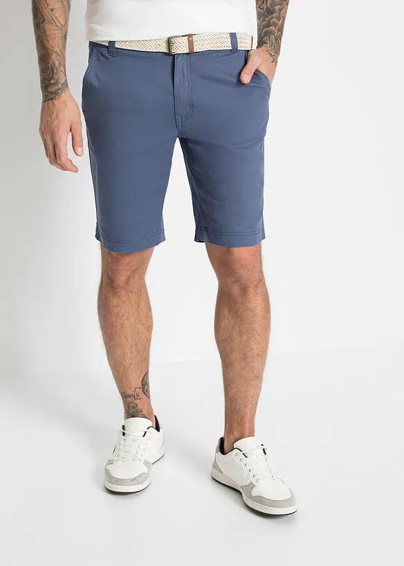 Strečové chino kalhoty s páskem, Regular Fit, bonprix