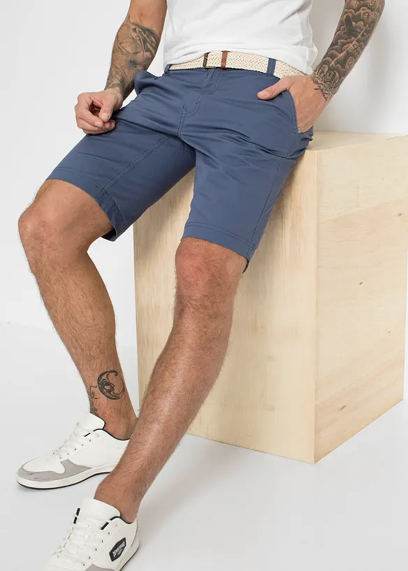 Strečové chino kalhoty s páskem, Regular Fit, bonprix