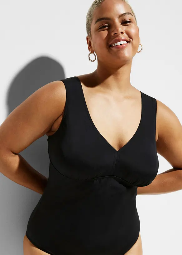 Stahovací jednodílné plavky s výstřihem do V, silný tvarující efekt, bonprix
