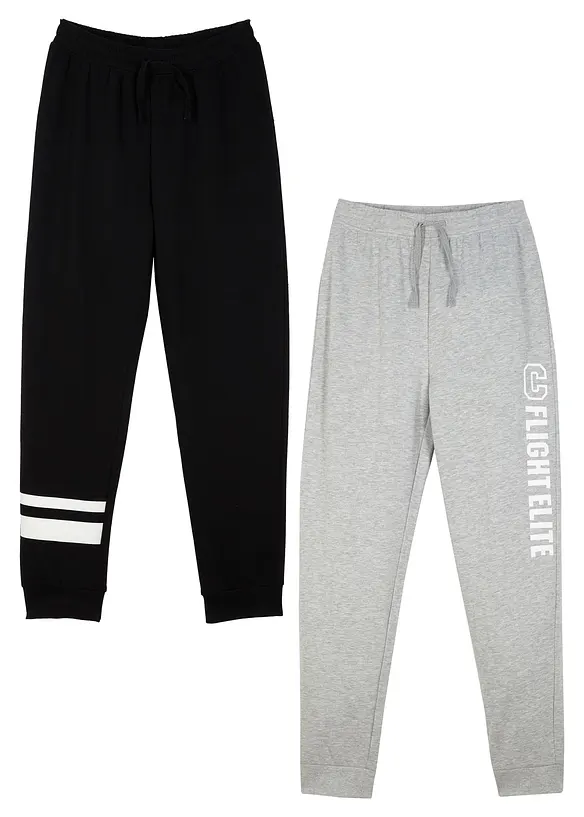 Joggingové kalhoty z měkké bavlněné směsi (2 ks v balení), bonprix