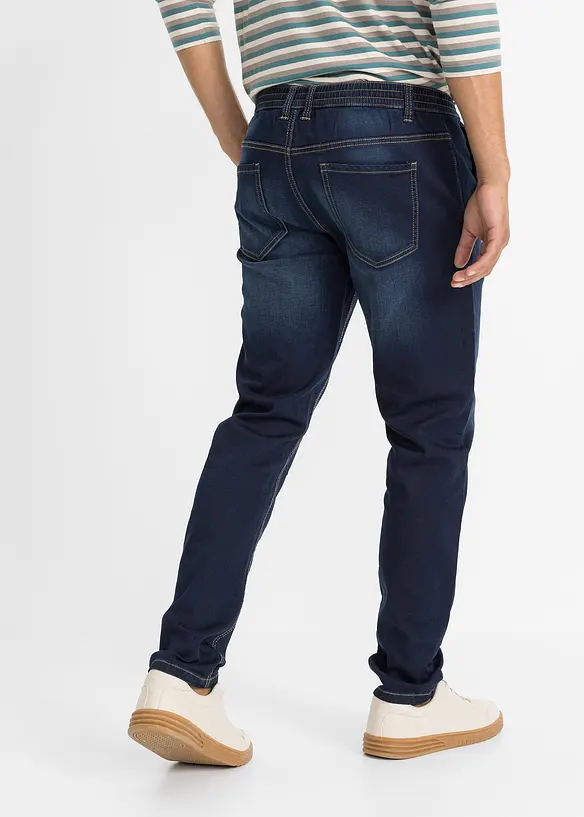 Džínové joggingové kalhoty s pohodlným pasem, Regular Fit Tapered, bonprix