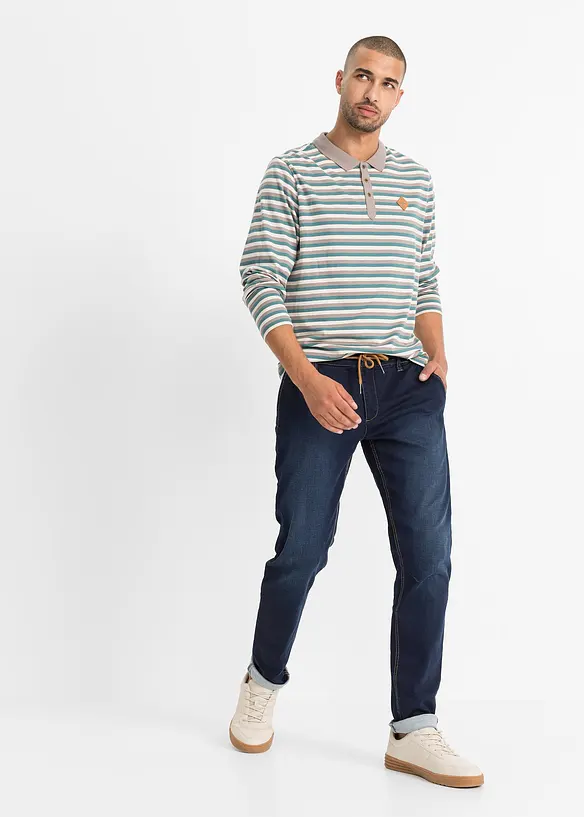 Džínové joggingové kalhoty s pohodlným pasem, Regular Fit Tapered, bonprix
