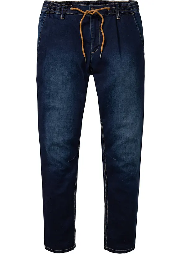 Džínové joggingové kalhoty s pohodlným pasem, Regular Fit Tapered, bonprix