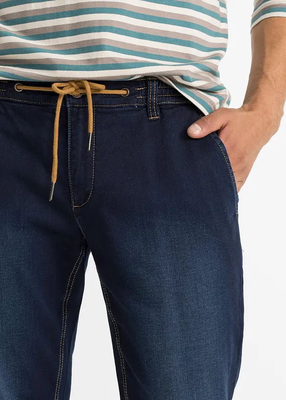 Džínové joggingové kalhoty s pohodlným pasem, Regular Fit Tapered, bonprix