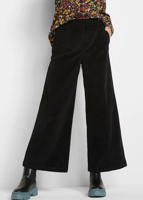 Manšestrové kalhoty s pohodlným pasem, High Waist, bonprix