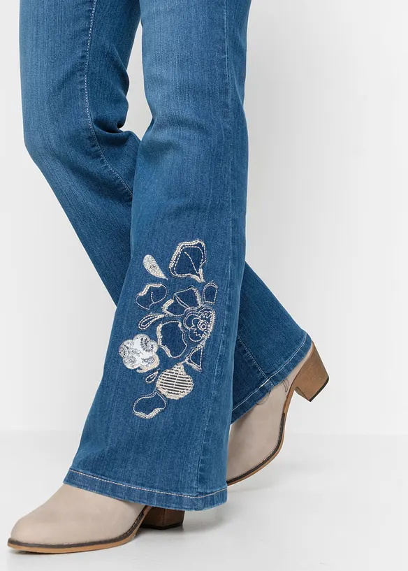 Džíny s podílem streče, Flared Mid Waist, bonprix