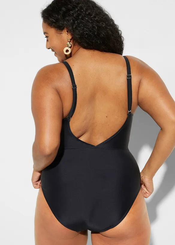 Jednodílné plavky s prostřihem a volány, bonprix