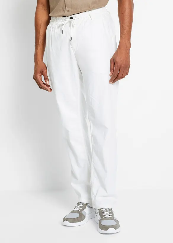 Kalhoty bez zapínání, ze vzdušné směsi se lnem, Relaxed Fit, Straight, bonprix